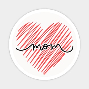 Mom and Scribble Heart White Magnet